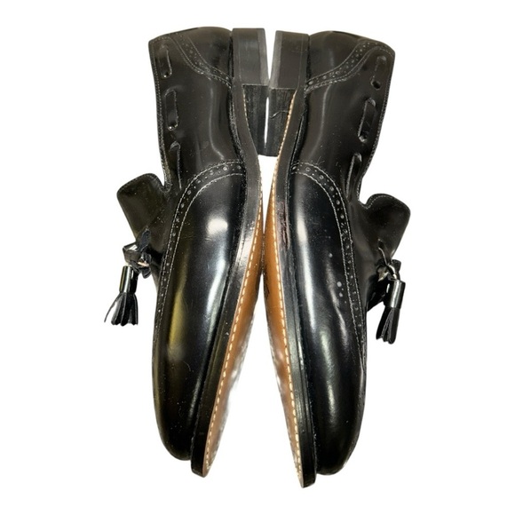 Nunn Bush Leather Black Men\'s Dress Shoes Vintage Kiltie Tassel Loafers  Size 9.5